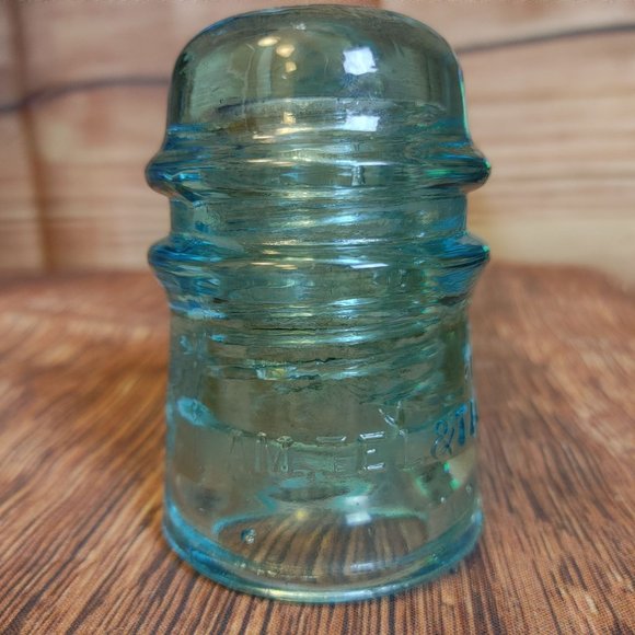 Vintage Am Tell & Tell Co. Blue Glass Insulator 4" Tall - Picture 1 of 7